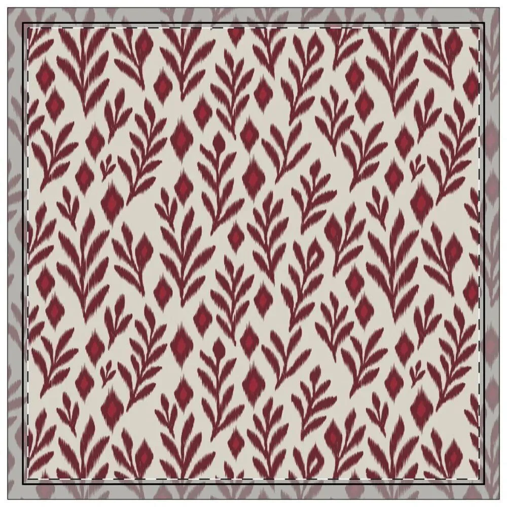 NWT Porter Anna- Crimson & Cream  Cotton Napkin 4-set, Laurel